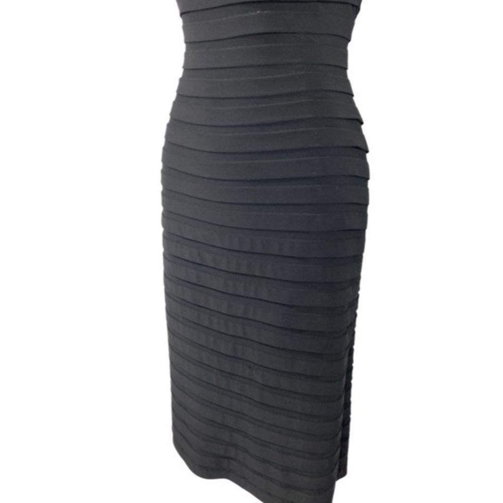Adrianna Papell black banded jersey sheath dress T12 - Picture 7 of 12